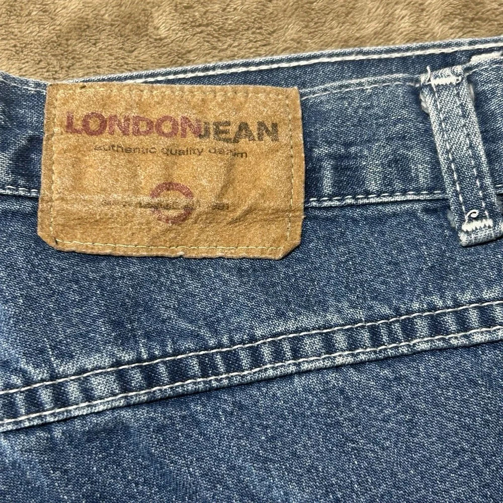 Vintage 90s London Jean Size 10 Tall Carpenter Denim Wide Leg Made in USA Blue